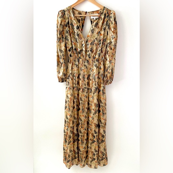 BA&SH || Gullian Metallic Gold Bronze Maxi Dress Open Back Size US 2 XS - Picture 5 of 12